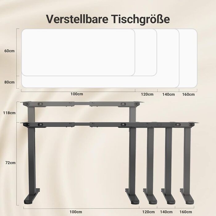 Рама столу Claiks з 2-моторним регулюванням висоти, електрична рама столу з USB-портом та кабельним лотком, рама столу з 4 налаштуваннями пам&39яті та 4 колесами, вантажопідйомність 100 кг, чорний колір