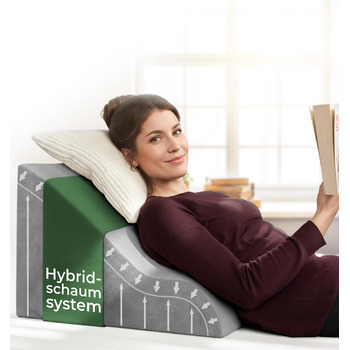 Ергономічна подушка для читання WELL B4 для ліжка та дивана зручна подушка для спини з піною з ефектом пам&39яті може використовуватися як рефлюксна подушка, клиноподібна подушка для ліжка, подушка для спинки ліжка для сидіння та лежання, сіра широка