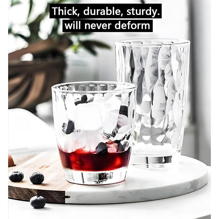 Виглядають як скло 300 мл набір з 6 пластикових стаканів для пиття, можна мити в посудомийній машині, без вмісту BPA, не б'ються,