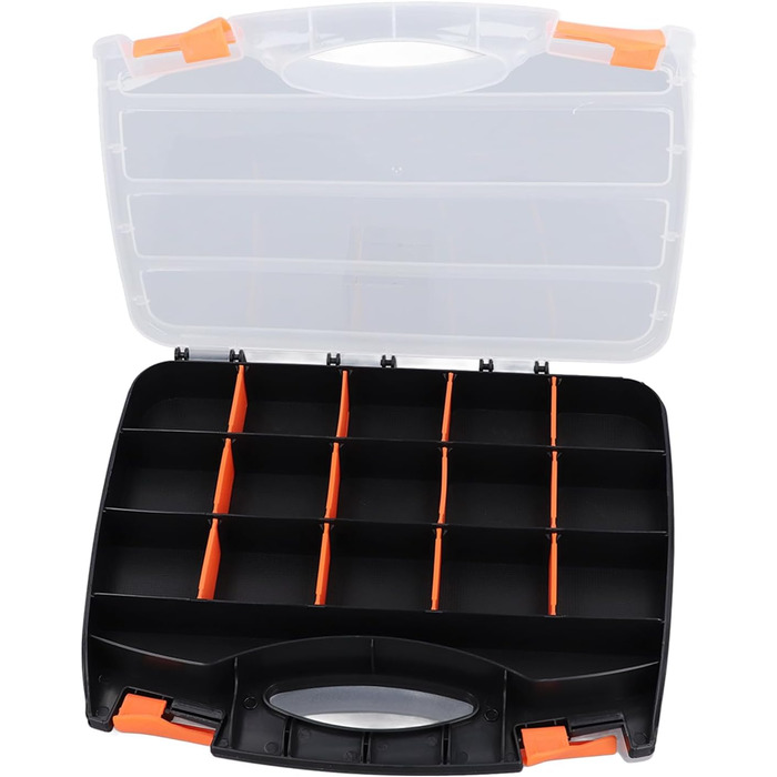 Двосторонній органайзер для деталей Haofy з кількома відділеннями та прозорою кришкою, міцний ПВХ-пластик для обслуговування та технічних цілей, портативна коробка для зберігання