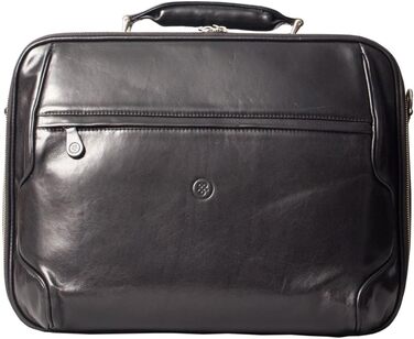 Італійська розкішна шкіряна сумка для ноутбука Volterra в чорному кольорі