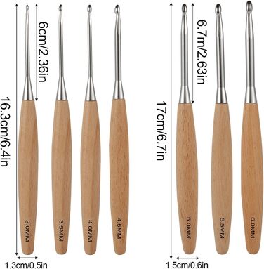 Набір деревяних гачків для вязання 3,06,0 мм з ергономічною ручкою, 7 шт. Набір гачків для вязання з деревяною ручкою для початківців Аксесуари та аксесуари для вязання гачком і спицями