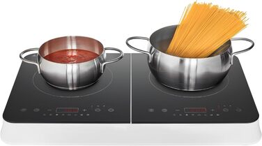 Подвійна індукційна конфорка MEDION, 3500 Вт, дві конфорки, 10 рівнів температури, LED-дисплей, MD18493, чорний подвійний Сенсорна верхня частина управління