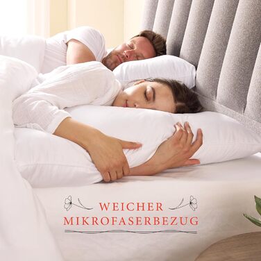 Подушки Pullman 40x80 см Комплект з 2 шт. , Подушки з мікрофібри готельної якості для всіх поз сну, Гіпоалергенні подушки з наповнювачем 500 г, Сертифіковані подушки для ліжка Oeko-Tex (40 x 80) 2 шт. 40x80 см 2