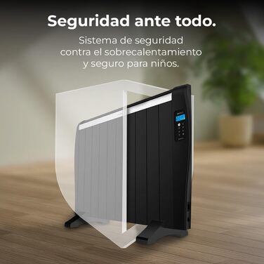 Електричний обігрівач Cecotec ReadyWarm 2100 Thermal Black, 10 секцій, 1500 Вт, з пультом ДК, LCD-дисплеєм, таймером та регулюванням температури, площа обігріву до 20 м