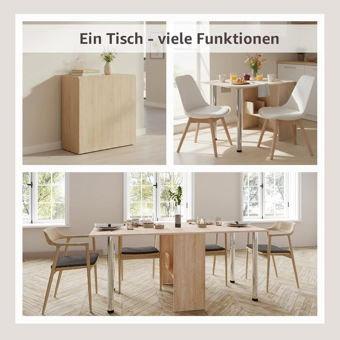 Розкладний обідній стіл Rodnik, Розкладний стіл, Компактний розкладний стіл для кухні, їдальні та офісу, Декор під дерево - Дуб Сонома, 170x873 см