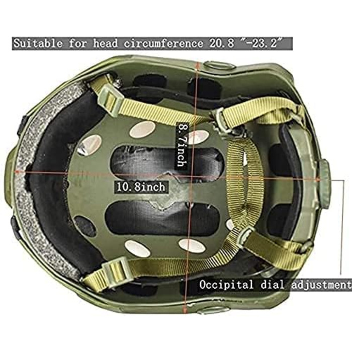 Шолом для пейнтболу PJ Airsoft Fast зі складними засобами захисту вух, маскою з напівсталевої сітки та комплектом захисних окулярів OD