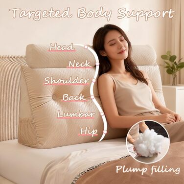 Трикутна клиноподібна подушка зі згортається подушкою, знімним чохлом, подушка для кушетки/двоярусного ліжка, подушка для підтримки положення спинки для відпочинку, читання та розслаблення (сіра, 60*20*50 см) сіра 60*20*50 см