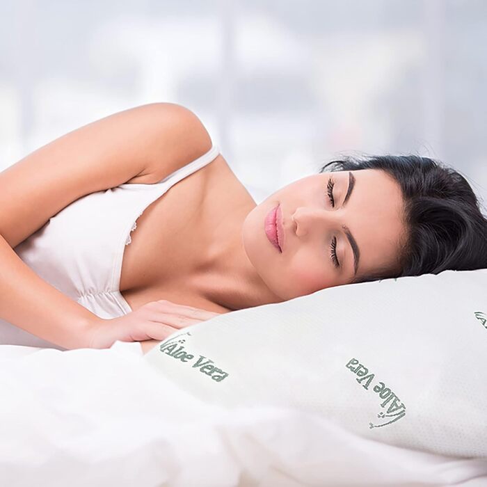 Ергономічна подушка Mister Sandman 40x80, подушка для шиї з 2 наволочками з алое вера, подушка Visco ідеально підходить для сну на животі, спині та на боці, подушка з піни з ефектом пам&39яті з 2 наволочками з алое вера