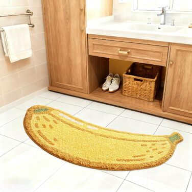 Килимок для ванної з банановою тематикою, нековзний, м&39який та вбираючий килимок для ванної кімнати, можна прати, 47 x 100 см, жовтий банановий малюнок