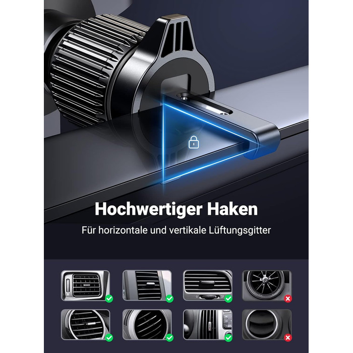 Автомобільний тримач для мобільного телефону Upgrade Bombproof Vent Hook Тримач смартфона для вентиляційних отворів, сумісний з iP