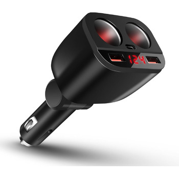 Вт USB C автомобільний зарядний пристрій прикурювач розподільник адаптер розгалужувач 2 розетки швидка зарядка 12V/24V DC зі світл