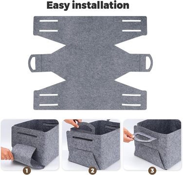 Кошики для зберігання з фетру, великий подарунковий кошик 40x30x24 см (порожній), складний кошик з фетру з двома м&39якими ручками, для одягу, пікніків, спалень, шаф, дерева та дитячих іграшок (темно-сірий), 2