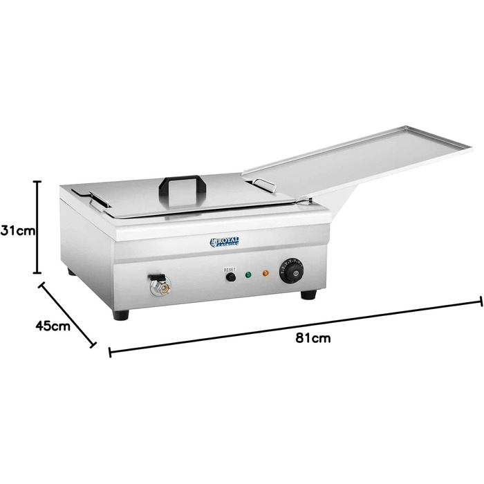 Електрична фритюрниця Royal Catering RCBG-18STHB 18л Gastro 3.200 Вт - зливний кран - нержавіюча сталь