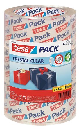 Пакувальна стрічка tesa Crystal Clear, кришталево чиста, 9 рулонів, 66м x 50 мм