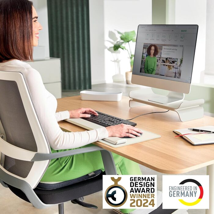 Регульована підставка для монітора, сіро-біла, 65040085. Підвищення монітора з двома рівнями регулювання для підтримки правильної постави.