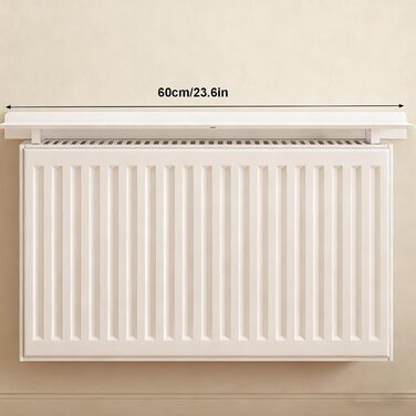Полиця для радіатора, біла полиця для радіатора з легко монтованим кронштейном (не потребує свердління), допомагає направляти тепло назад у кімнату (60 см/23,6 дюйма)