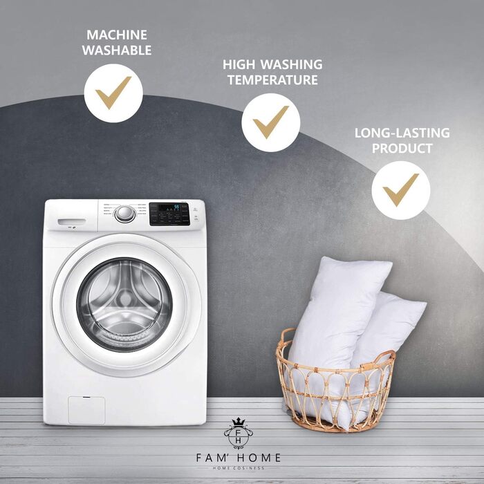 Подушки FAM Home 50x60, 2 шт., м&39яка мікрофібра - гіпоалергенна подушка 50x60 з оптимальною підтримкою шиї та голови - дихаюча, вологорегулююча, антибактеріальна внутрішня подушка, 2 шт., 50x60 см