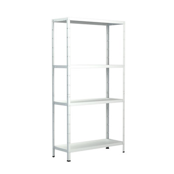 Система полиць SCHULTE з 4 полицями PowerMAX, вантажопідйомність 65 кг, 180x80x40 см (ВxШxГ), білий, полиця для зберігання, полиця для майстерні, полиця для підвалу, полиця для гаража, металева полиця