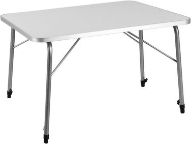 Складаний кемпінговий стіл Casaria, регульовані ніжки, 80x55 см, дерево та алюміній, білий, закруглені краї, для саду, балкону та пікніків