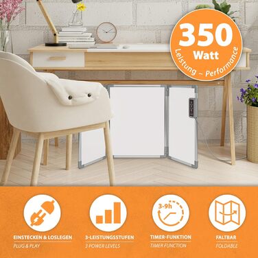 Складана алюмінієва нагрівальна панель Mi-Heat 53x108 см, інфрачервоний настільний обігрівач, 350 Вт, до 80C, нагрівальна стіна для офісу, домашнього офісу, робочого місця, касових апаратів, стійки реєстрації