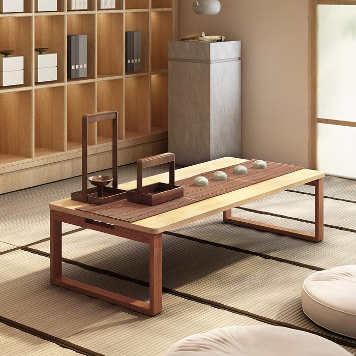 Складаний журнальний столик soges, бічний столик з бамбука, низький журнальний столик у японському стилі, для вікна, татамі, для вулиці, для ліжка, 80 см x 50 см 80 см x 50 см x 31 см