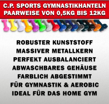 Гімнастичні гантелі C.P. Sports Набір із 2 шт. – вага від 0,5 кг до 12 кг для дому, фітнесу та силових тренувань