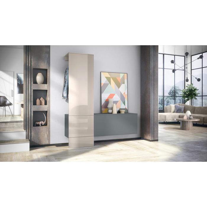 Вішалка для одягу Vladon Carlton Set 4, зроблено в Німеччині, настінна вішалка, що складається з декоративної панелі та підвісної