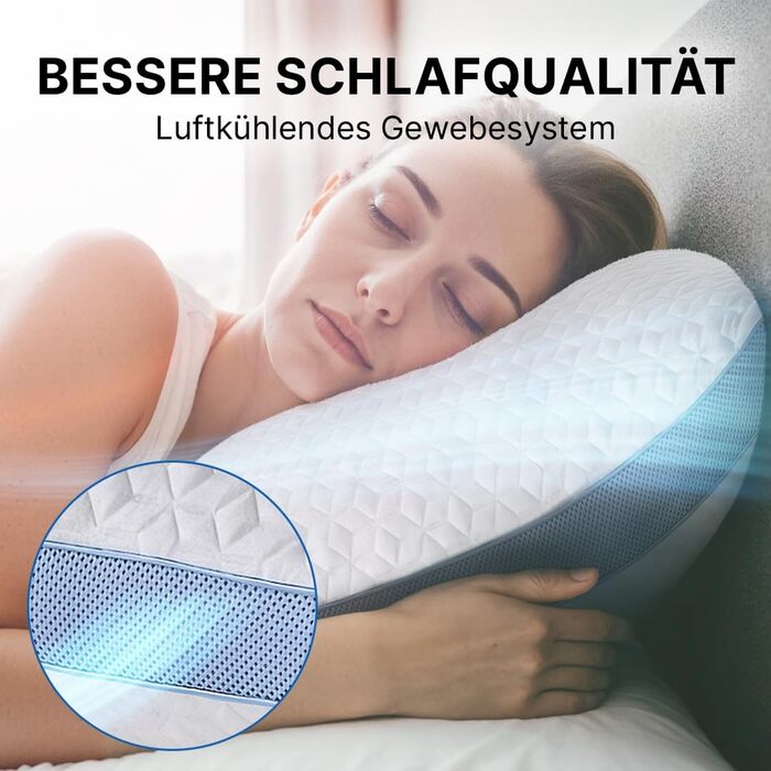 Подушка для шиї з піни з ефектом пам&39яті, регульована висота Ергономічна подушка для сну на боці, спині та животі Охолоджувальна подушка для кращого сну, 80x80