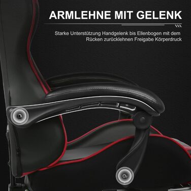 Офісне крісло Ігрове крісло Масажне ігрове крісло Ергономічне ігрове крісло з підставкою для ніг, підголівником, масажною подушкою для попереку, м&39яке ігрове крісло, обертове крісло ЧЕРВОНОГО кольору