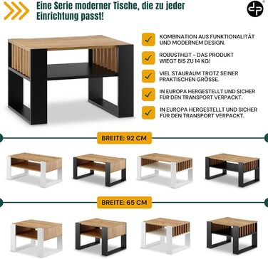 Журнальний столик для дивана Невеликий журнальний столик з чорного дуба з місцем для зберігання Сучасний журнальний столик з рейками Журнальний столик Невеликий столик Журнальний столик шириною 65 см Міцний журнальний столик з чорного дуба