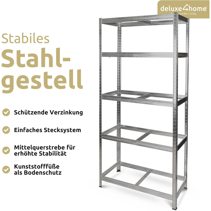 Комплект із 2 міцних стелажів, сріблястий Оцинковані стелажі для підвалу 40x90x180 см Стелажі для зберігання, кожен вантажопідйомністю до 875 кг Сталевий стелаж зі сталевим каркасом та регульованими полицями