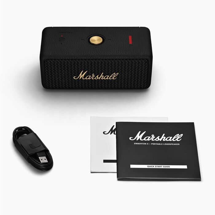 Портативна колонка Marshall Emberton II Bluetooth, бездротова, водонепроникна - чорний і латунний Black & Brass Emberton II