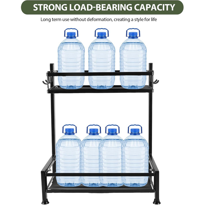 Рівнева стійка для спецій, підставка для спецій на кухонну стільницю, органайзер для стійок для спецій з вуглецевої сталі, чорні стійки для спецій з гачками, органайзер для спецій для кухні, шафи, ванної кімнати, 2-