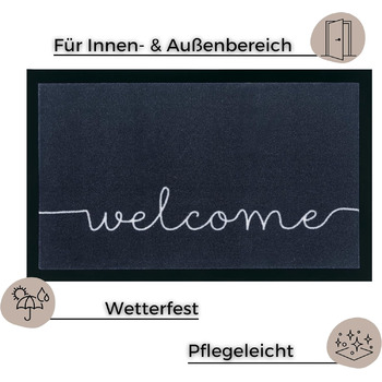 Килимок Hanse Home Printy для приміщень/вулиці 45x75 см - брудозбірний килимок, затишний вітальний килимок з написом, миється та стійкий до атмосферних впливів, нековзкий для вхідних зон та вулиці антрацитово-кремовий, 45 x 75 см (прямокутний)