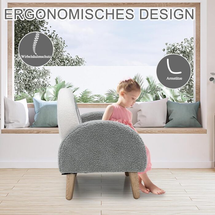 Дитяче крісло COSTWAY для малюків, дитячий диван з м'якою спинкою, дитяча кушетка дитяче крісло для дитячої кімнати, ігрової кімна