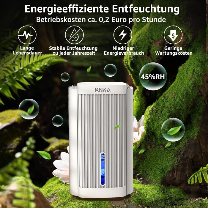 Осушувач повітря, електричний осушувач повітря, 1,1 л/т (2,5 л), кімнатний осушувач повітря до 30 дБ для квартири, ванної кімнати,
