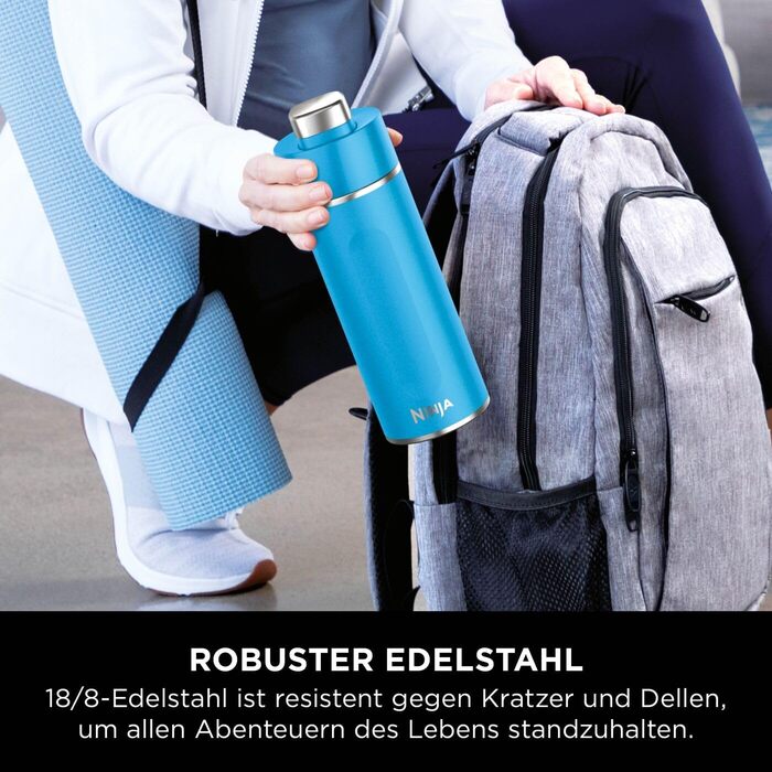 Пляшка для води Ninja Thirsti, термокружка на винос, 700 мл, герметична кришка, для газованих, гарячих та холодних напоїв, потрійно ізольована дорожня кружка, нержавіюча сталь, тропічний синій, DW2401EUUKSB 700 мл тропічний синій