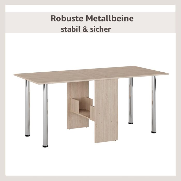 Розкладний обідній стіл Rodnik, Розкладний стіл, Компактний розкладний стіл для кухні, їдальні та офісу, Декор під дерево - Дуб Сонома, 170x873 см