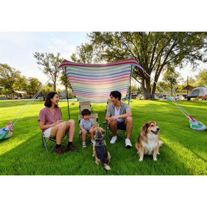 Пляжний намет-тін, тент, пляжний сонцезахисний крем, водонепроникний, легкий, блокуючий та еластичний, парасолька від сонця, пляжні навіси (смуги, розмір L)