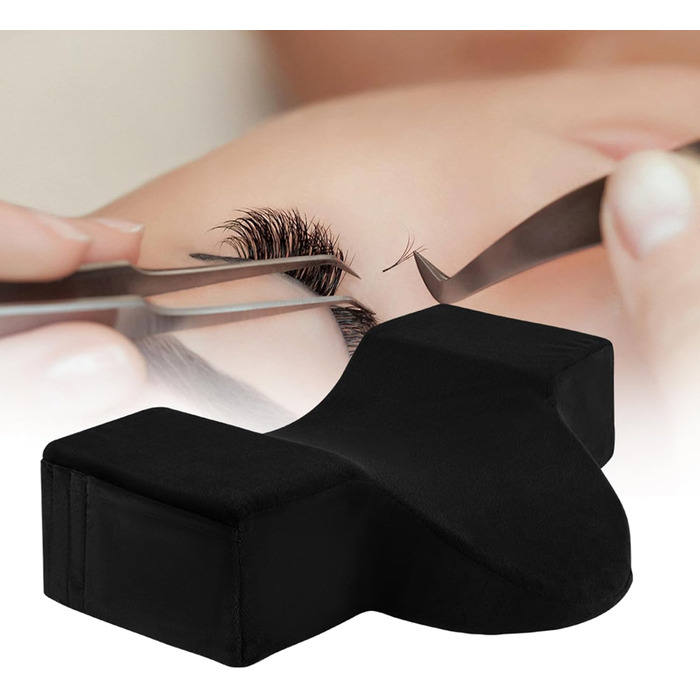 Подушка для вій для нарощування вій, вигнута подушка для шиї, салон краси, нарощування вій, подушка для шийного відділу хребта, ергономічний підголівник з кишенями для підтримки шиї та інструментів, чорна