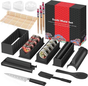 Набір SKYSER Sushi Maker, набір з 20 предметів для початківців, які можна приготувати самостійно, можна використовувати як тарілку