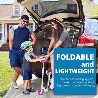 Самокат дитячий 2 колеса, складаний дитячий самокат для дівчаток хлопчиків, педальний самокат зі світлодіодними колесами, що світя