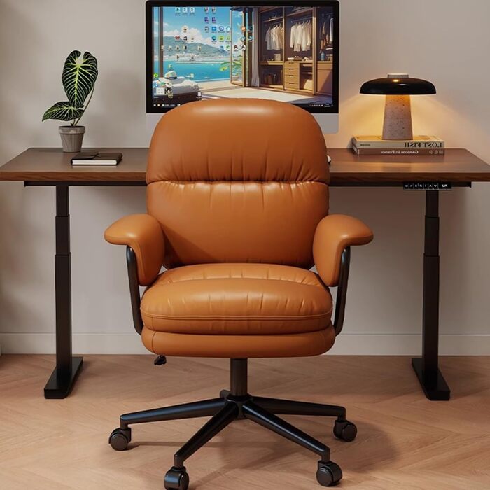 Крісло-туалетний столик з м&39якими підлокітниками, регульовані по висоті обертові крісла зі шкіри, регульоване крісло керівника, сучасне офісне крісло для спальні та домашнього офісу (B, Стиль 2) B Стиль 2