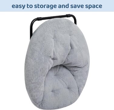 Розкладне крісло HollyHOME, кругле розкладне крісло, крісло-підголовник для вітальні, кругле крісло для відпочинку, крісло-місяць, крісло для відпочинку, затишне крісло для читання, спальня, плюшеве, сіре