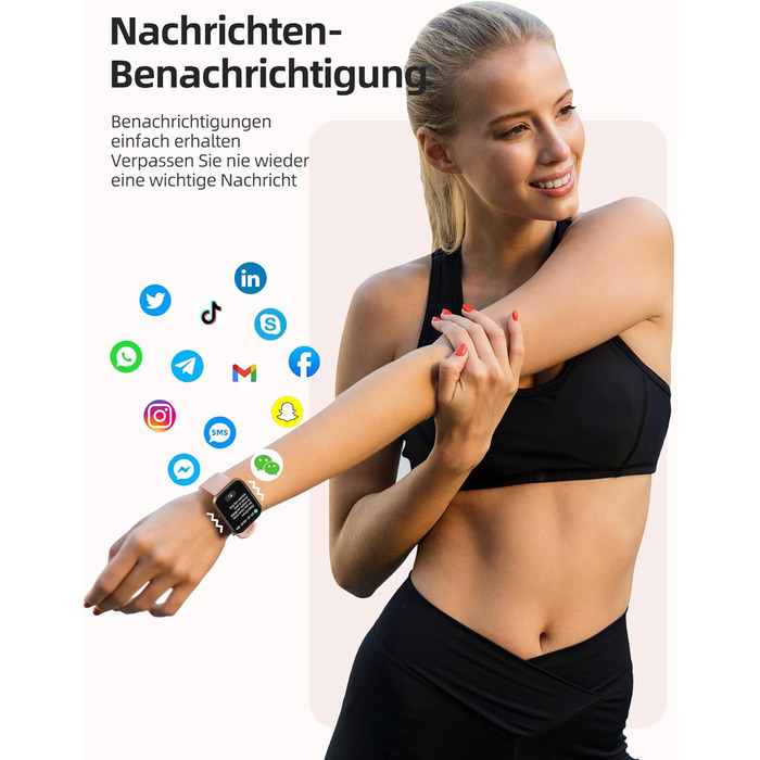 Жіночий смарт-годинник Parsonver із водонепроникністю 5 атм, спортивний годинник для плавання, фітнес-годинник 1,8 дюйма HD для жінок із понад 100 спортивними режимами, відстеженням серцевого ритму та сну, смарт-годинник для Android та iOS, рожеве золото,