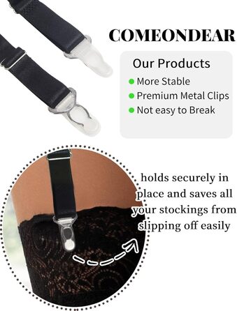 Пояс для панчіх Comeondear, мереживний, чорний