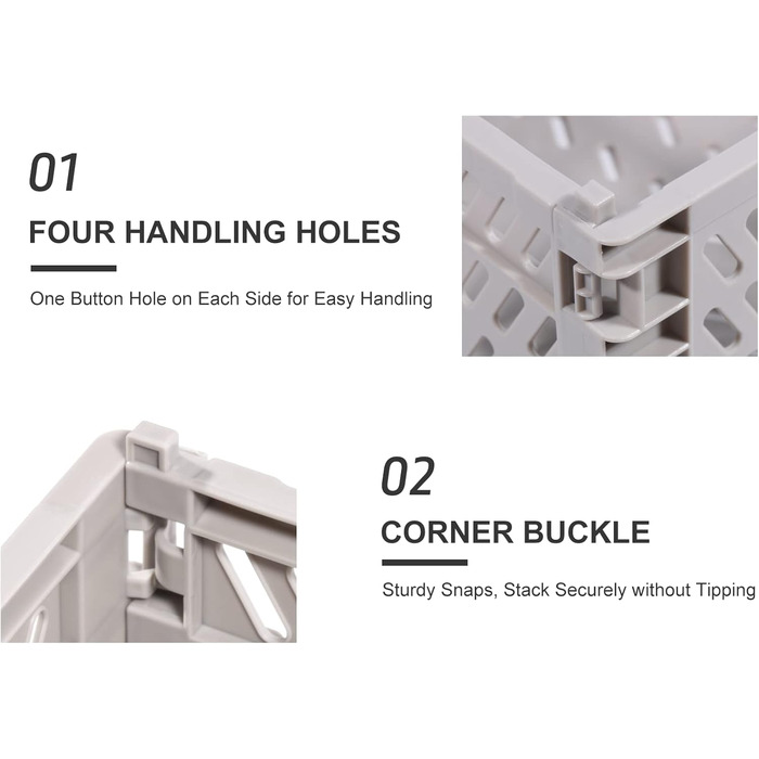 Набір складаних ящиків Bocguy з 4 предметів, міцні пластикові складні коробки, складні кошики для зберігання, штабелювані складні ящики для зберігання на кухні, в спальні, кабінеті, офісі, саду (30,5 * 20 см * 12 см) M - 30 * 20 * 12 см 4 кольори