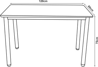 Обідній стіл Tammela, кухонний стіл на 4 особи, 120 x 60 см, прямокутна стільниця, сталеві ніжки, білий