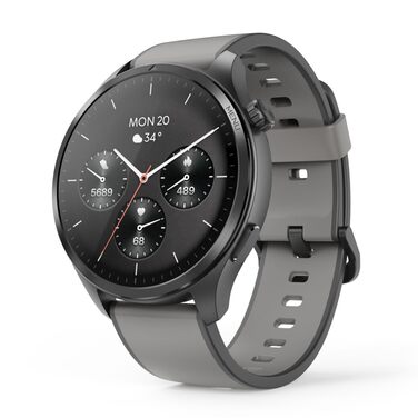 Розумний годинник Hama (сховище музики, кольоровий AMOLED-дисплей 1,43 дюйма, скло Panda Glass, GPS, функція телефону, водонепроникність, WhatsApp, голосовий помічник, трекер сну, 110 спортивних режимів, крокомір, пульсометр тощо) чорний